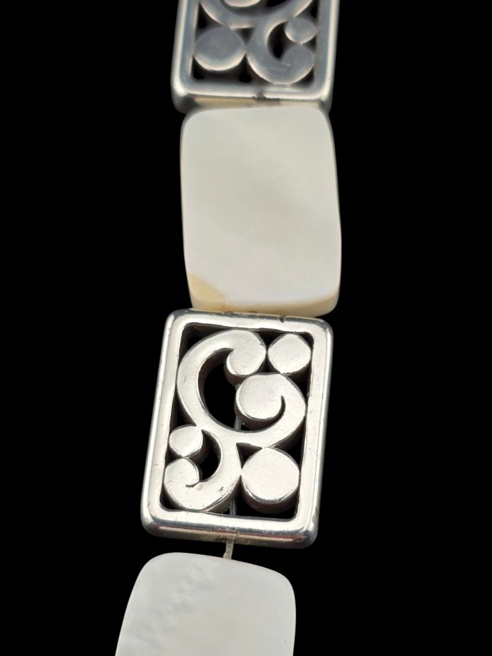 Brighton Contempo Mother Of Pearl Bracelet Silver-Tone 6.5 Inches Retired - Picture 9 of 10